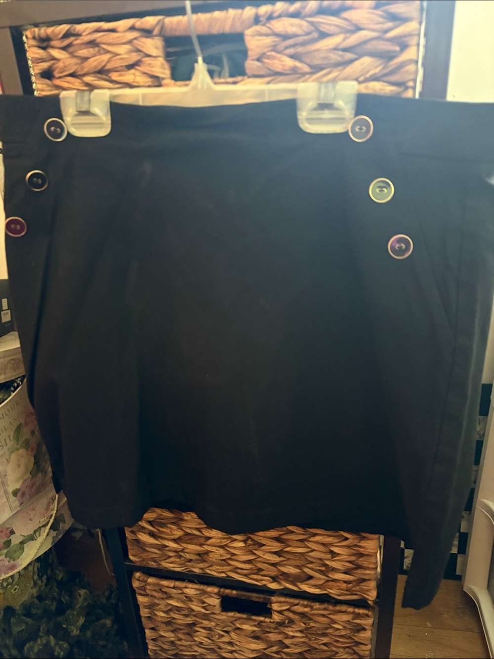 Black Button-Accent Women's Skirt